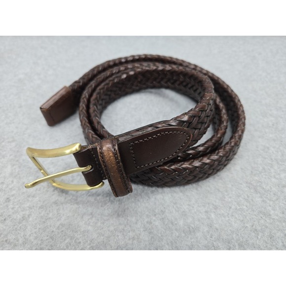 L' Argentina Other - Argentina Woven Braided Leather Belt Brown Brass Buckle Size 44 Made in USA